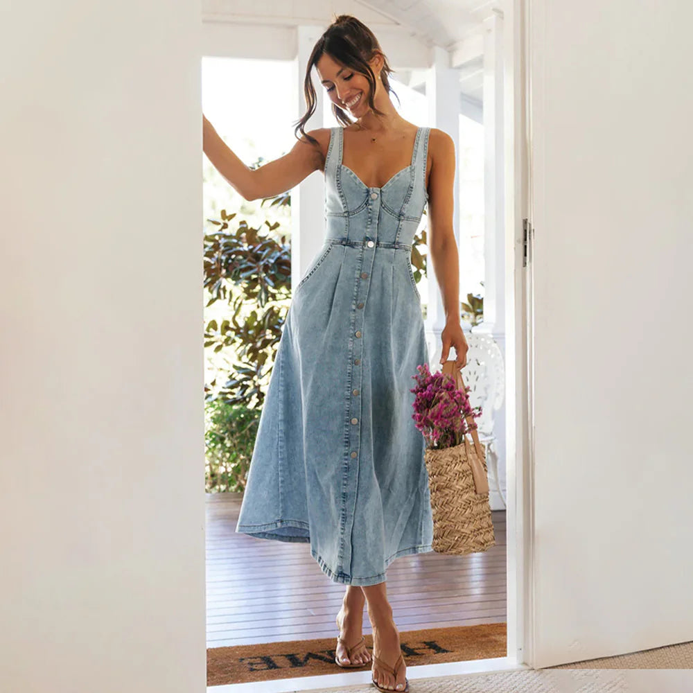 UrbanCharm Denim Midi Dress